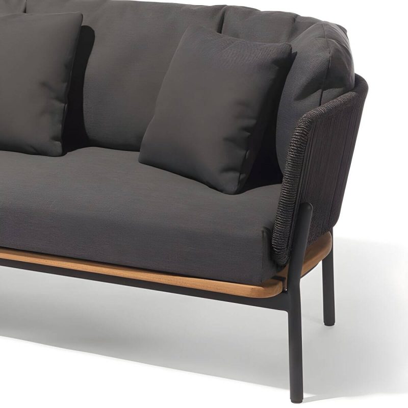 "Contemporary Tropical with Cushions Patio Sofa Water Resistant Outdoor Patio Sofa - Black 71"L x 30"W x 26"H"