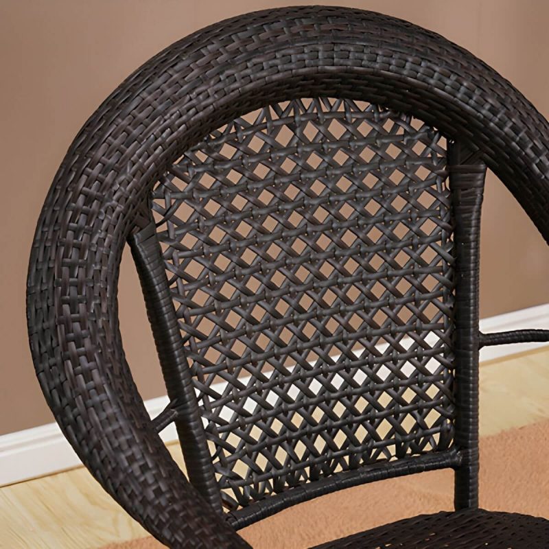 "Modern Metal Frame Stacking Dining Chair with Arm Water Resistant - Black 4 Piece Set"