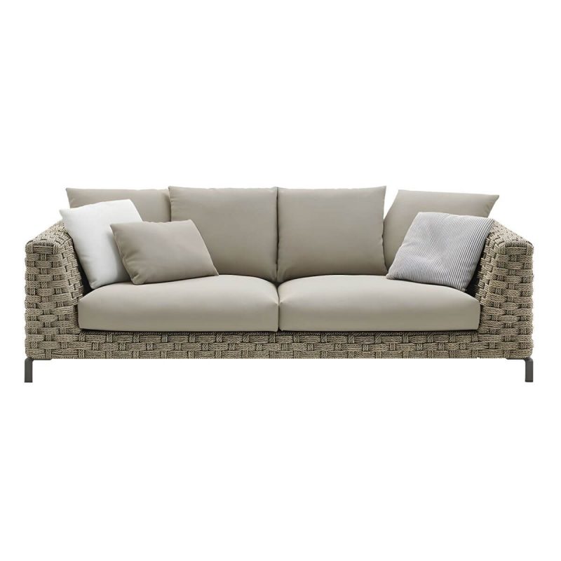 "Contemporary Water Resistant Symmetrical Patio Sofa with Cushions for Outdoor - 2-Seater Sofa"