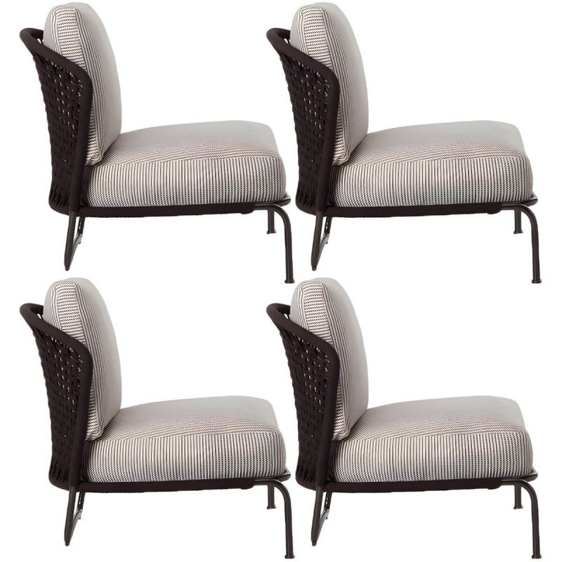 "Tropical Outdoor Chair with Removable Water Repellent Finish Cushion - 26"L x 28"W x 31"H Armless 4 Piece Set"