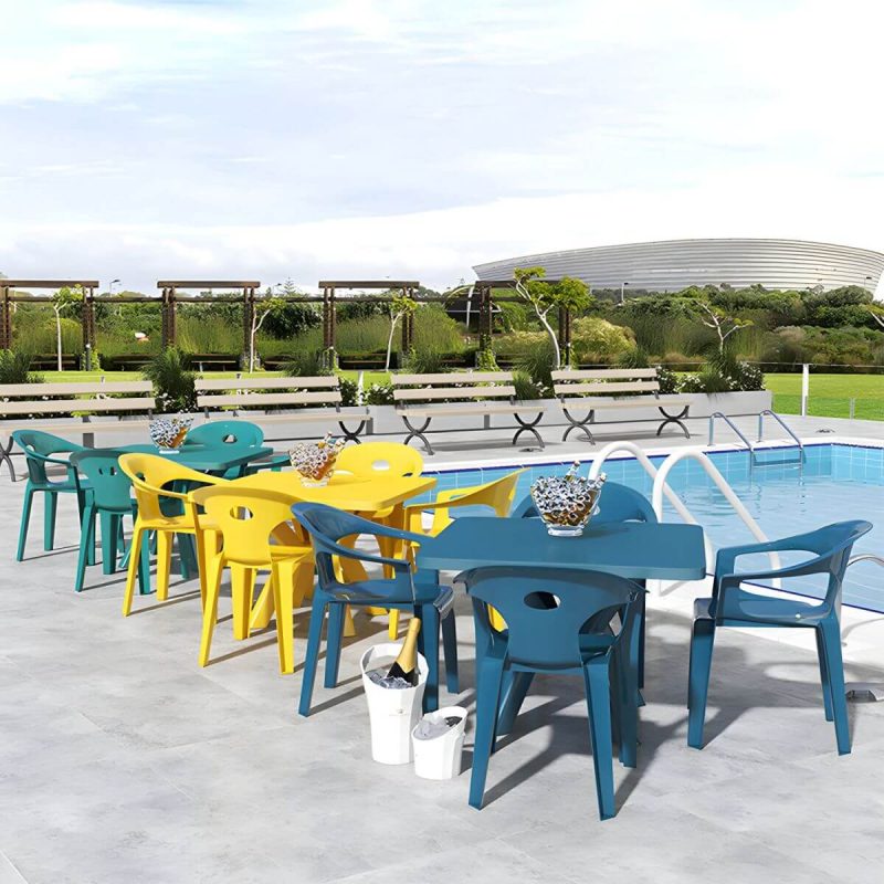"Minimalistic Square Dining Table Plastic Outdoor Dining Table - Coffee Table Only"