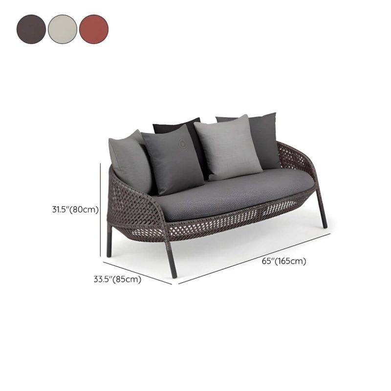 "Dimension of Metal Frame Symmetrical Contemporary Patio Sofa with Pillow Cushions - Gray 65"L x 33.5"W x 31.5"H"