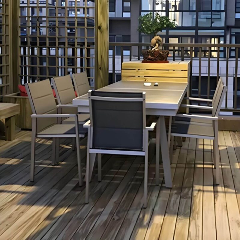 "Stacking Metallic Antique Finish Patio Chair Industrial Style without Cushions - 4 Piece Set"