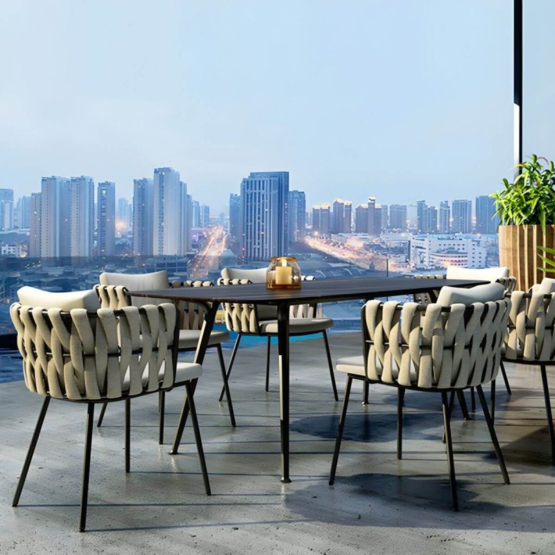 "Contemporary Aluminum Frame Patio Dining Chair with Water Repellent Finish Cushion - 4 Piece Set"