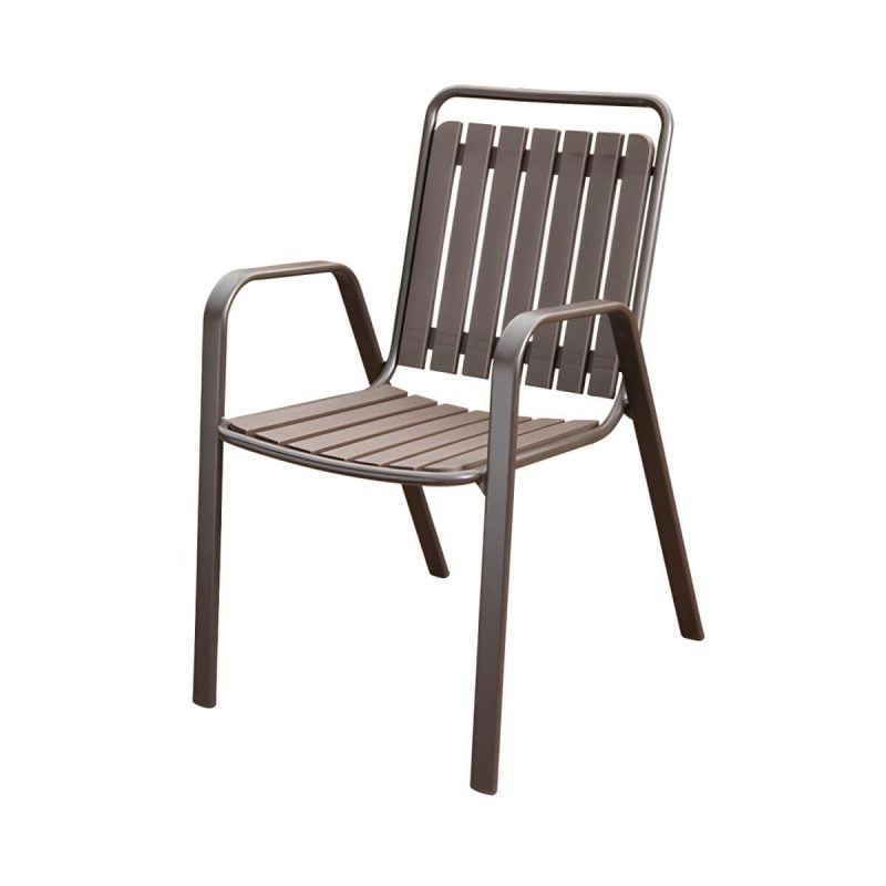 "Antique Finish Patio Chair Plastic Industrial Stacking without Cushions - 4 Piece Set"