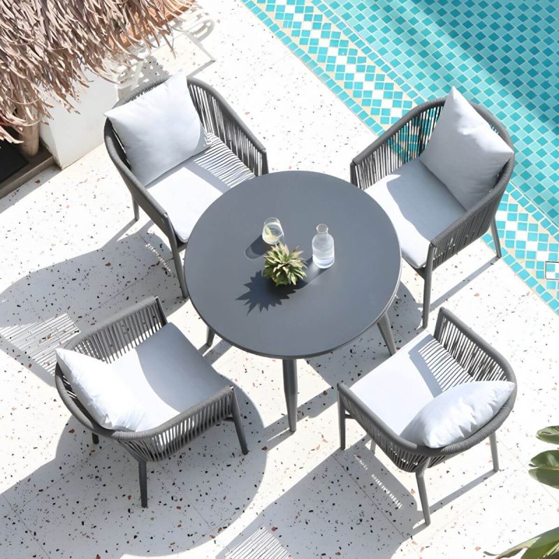 "Tropical Style Metallic Patio Chair Antique Finish with Cushions - 2 Piece Set"