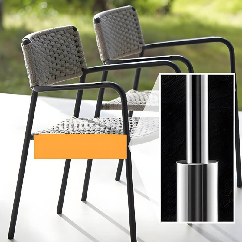 "Contemporary Aluminum Frame Water Repellent Patio Dining Chair with Arm - 2 Piece Set"