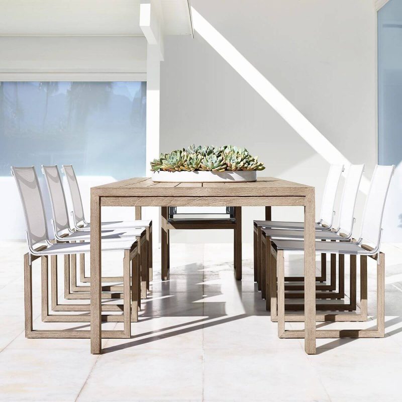 "Water Resistant Patio Table Contemporary Style Outdoor Dining Table - Black 71"L x 71"W x 30"H Table Only"