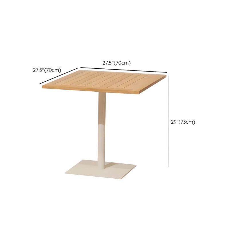 "Dimension of Modern Outdoor Patio Table UV Resistant Dining Table with Metal Frame - Table Only 27.6"L x 27.6"W x 28.7"H Light Brown Square"