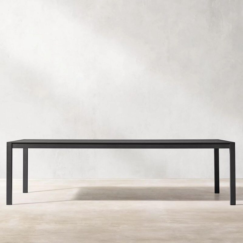 "Water Resistant Patio Table Contemporary Style Outdoor Dining Table - Black 94.5"L x 39"W x 29"H Table Only"
