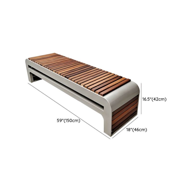 "Dimension of No Distressing Non-Foldable Picnic Bench Stainless Steel Cushions Not Included Storage Not Included - Brown 59"L x 18"W x 17"H"