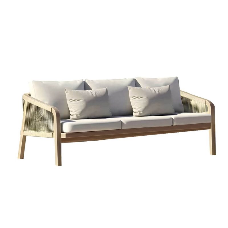 "Modern Metal Sofa with Stain-resistant Cushions and Pillows - 78cm Width, 67cm Height - 3-Seater Sofa"