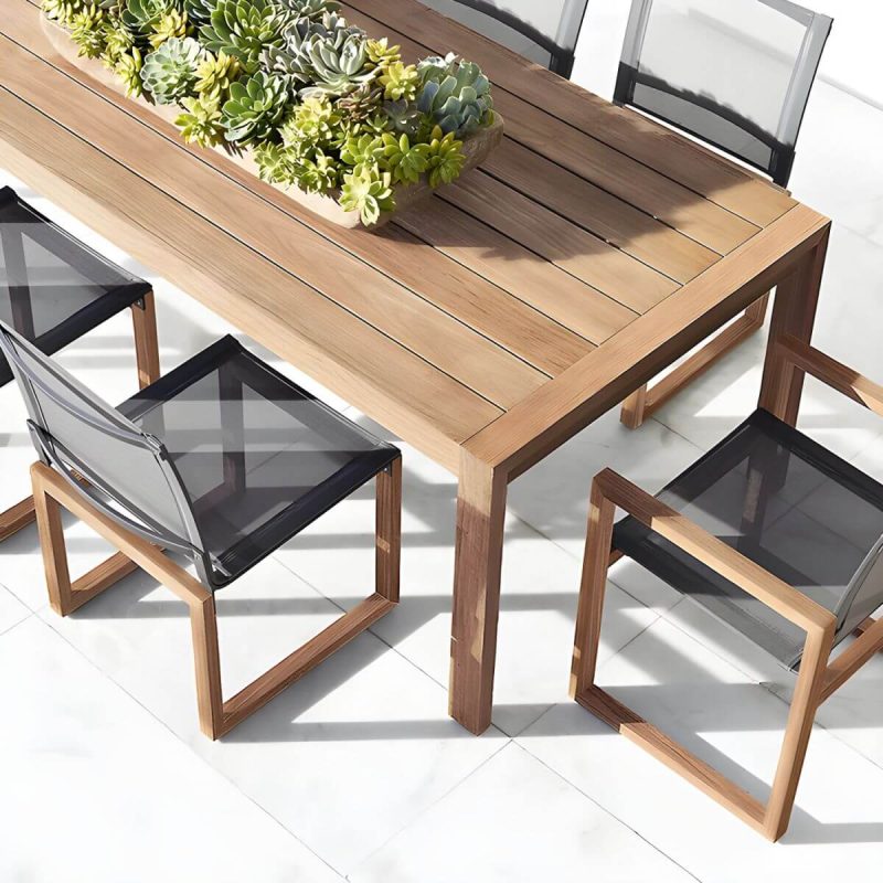 "Water Resistant Patio Table Contemporary Style Outdoor Dining Table - Brown 47.2"L x 47.2"W x 29.9"H Table Only"