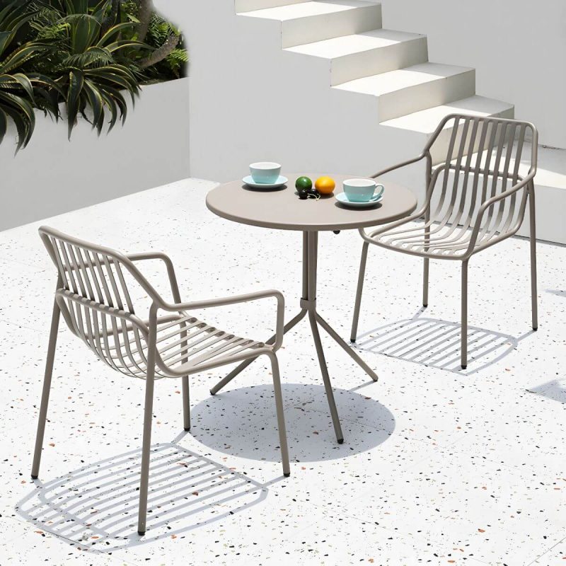 "Contemporary Round/Square Bistro Table Aluminum Water Resistant Patio Table - Yellow Square Table Only"