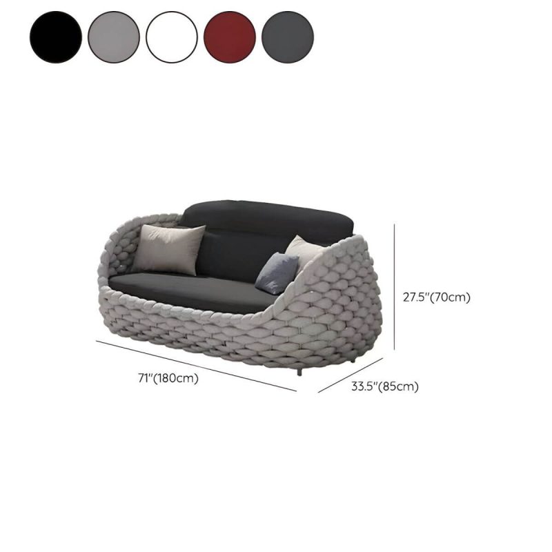 "Dimension of Waterproof and Durable Modern Metal Patio Sofa with Upholstered Cushions - Red 2-Seater Sofa"