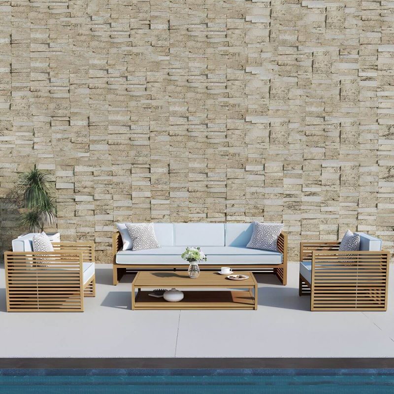 "Contemporary Water Resistant Patio Sofa Solid Wood Outdoor Patio Sofa - White 33"L x 33"W x 26"H"