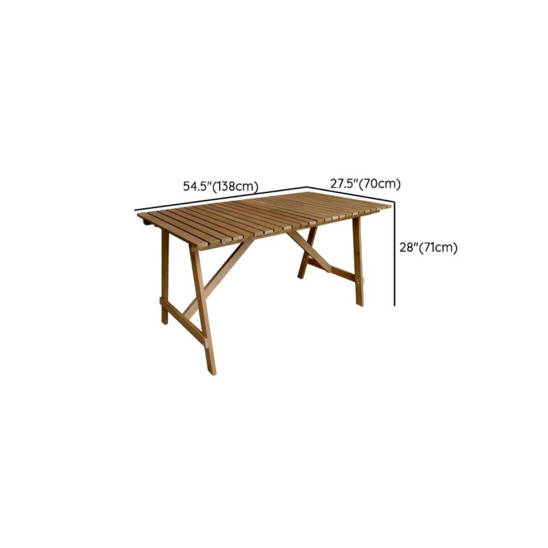 "Dimension of Brown Solid Wood Patio Table Contemporary Style Rectangular Shape - Table Only"