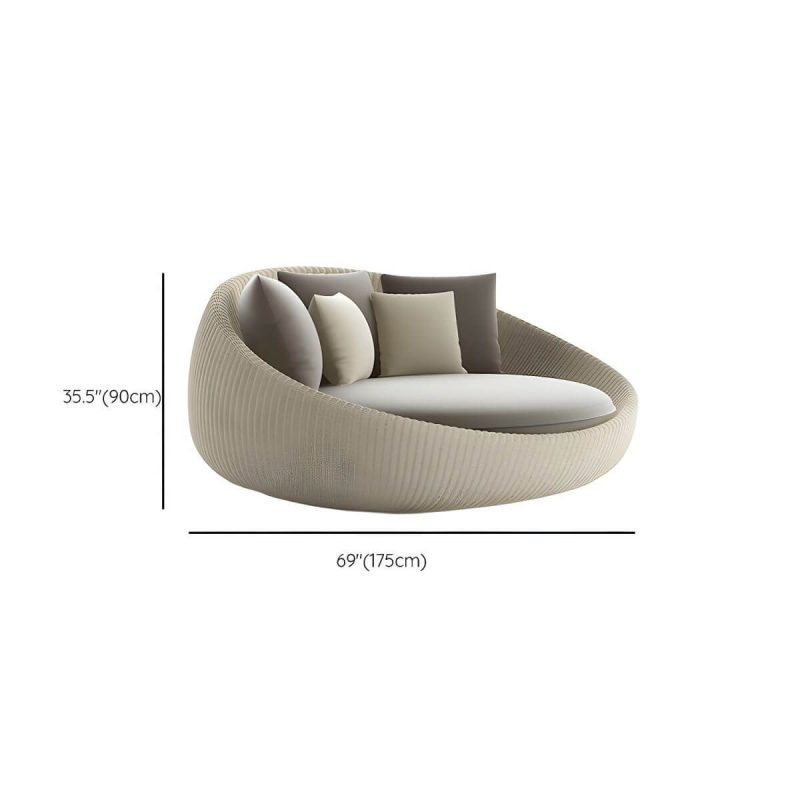"Dimension of Modern PE Rattan Patio Conversation Set - Not Upholstered, Ottoman Not Included - Daybed Beige"