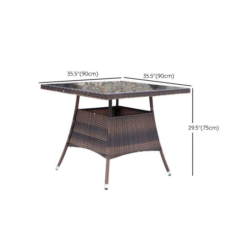 "Dimension of Industrial Rattan Bistro Table Outdoor Metal Frame Patio Table - Table Only 35.4"L x 35.4"W x 29.5"H Square"