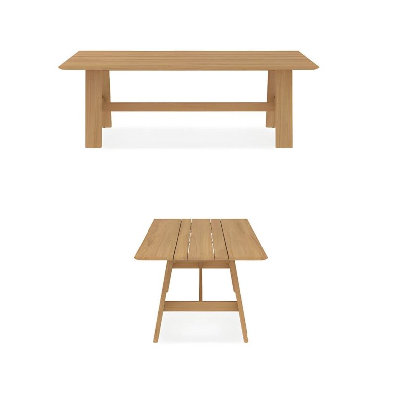 "Solid Wood Top Patio Table Contemporary Style Water Resistant Dining Table - 86.6"L x 39.4"W x 29.5"H Table Only"