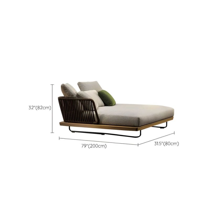 "Dimension of Tropical Patio Sofa Wood With Cushions Beige Fabric Water Resistant Outdoor Patio Sofa - 79"L x 31.5"W x 32"H"