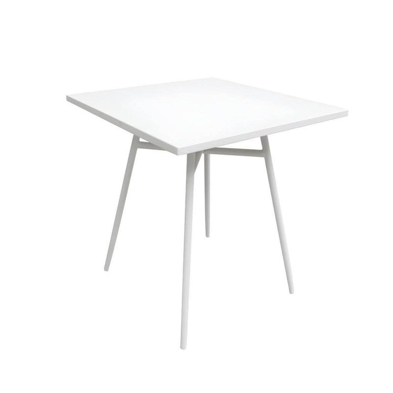 "Contemporary Metal Dining Table Set with White Top for Courtyard - Table & Chair(s) 28"L x 28"W x 29"H 4"