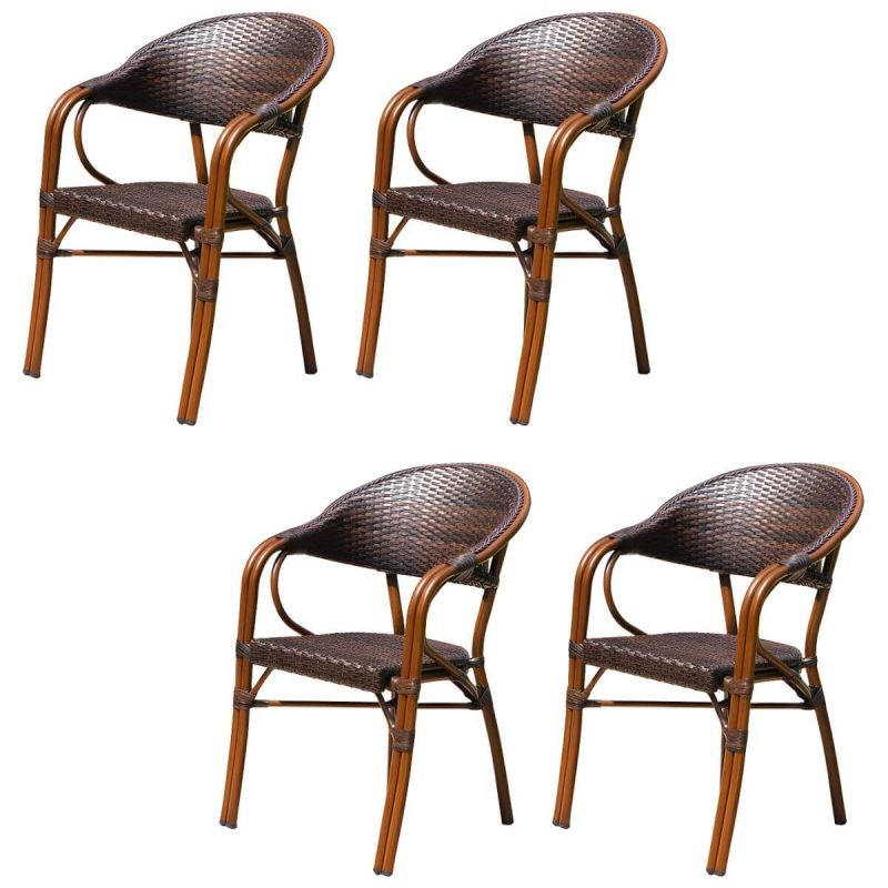 "Modern Style Steel Frame UV and Water Protective Outdoor Dining Chair - 22"L x 23"W x 33"H 4 Piece Set"