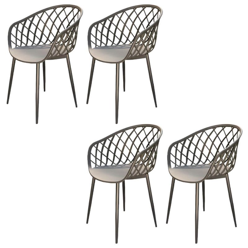 "Stacking Dining Armchair Contemporary Plastic Patio Arm Chair - 16"L x 16"W x 31"H 4 Piece Set"