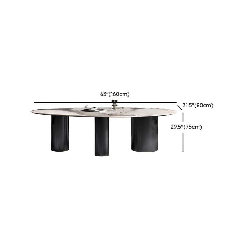 "Dimension of Boho Oval Dining Table Set 1/4/7 Pcs Stone and Metal Patio Dining Table with Chairs - Table 63"L x 31.5"W x 29.5"H Zero"
