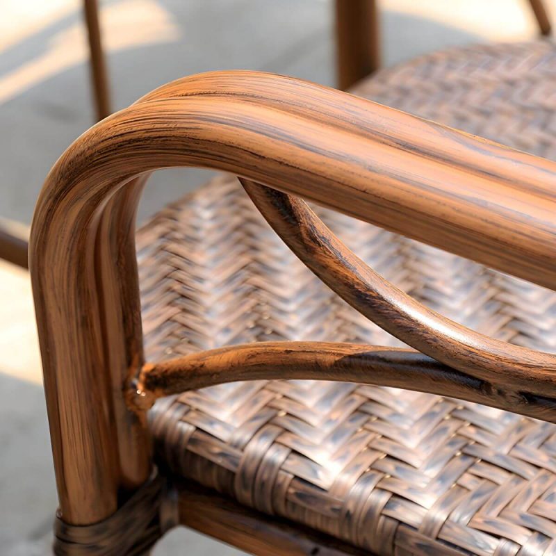 "Modern Brown Glass Top Patio Table Set Metal 4 Legs for Outdoor - Table & Chair(s) 31.5"L x 31.5"W x 29.5"H 2"