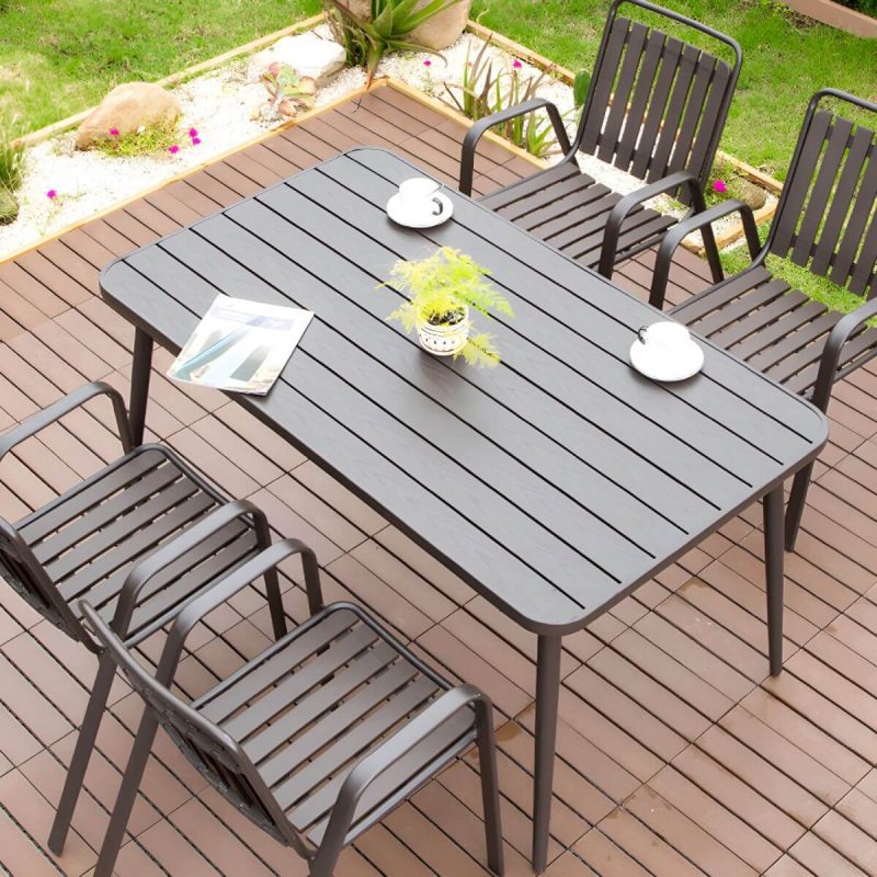 "Antique Finish Patio Chair Plastic Industrial Stacking without Cushions - 8 Piece Set"