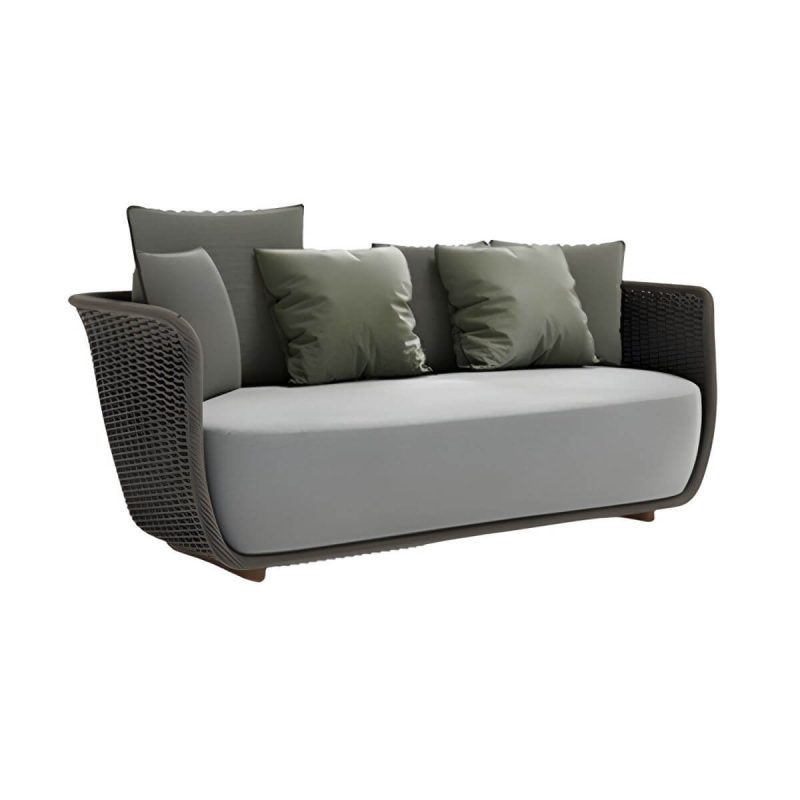 "Contemporary Outdoor Sofa with Cushion UV and Water Resistant Patio Sofa - Black 3-Seater Sofa"
