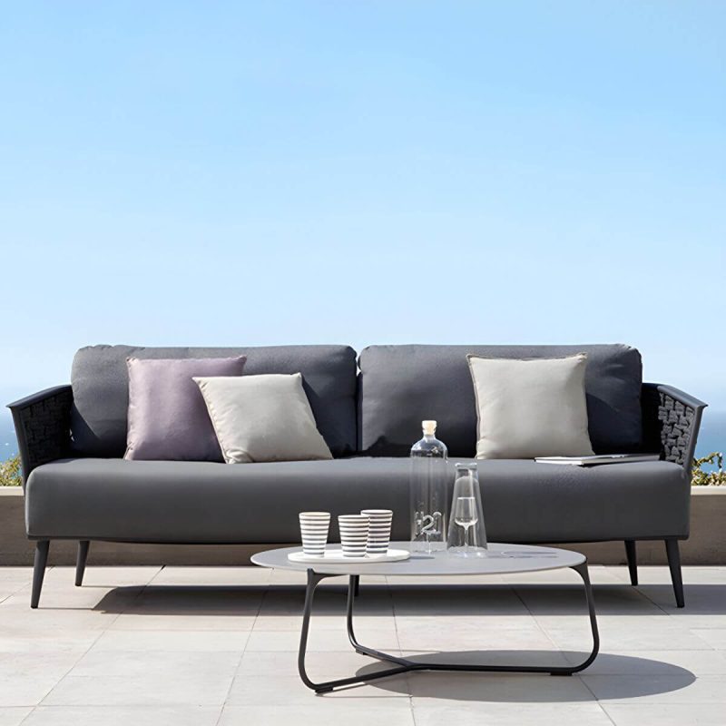 "Modern Metal Frame Outdoor Sofa UV Resistant Patio Sofa with Cushion - Daybed"