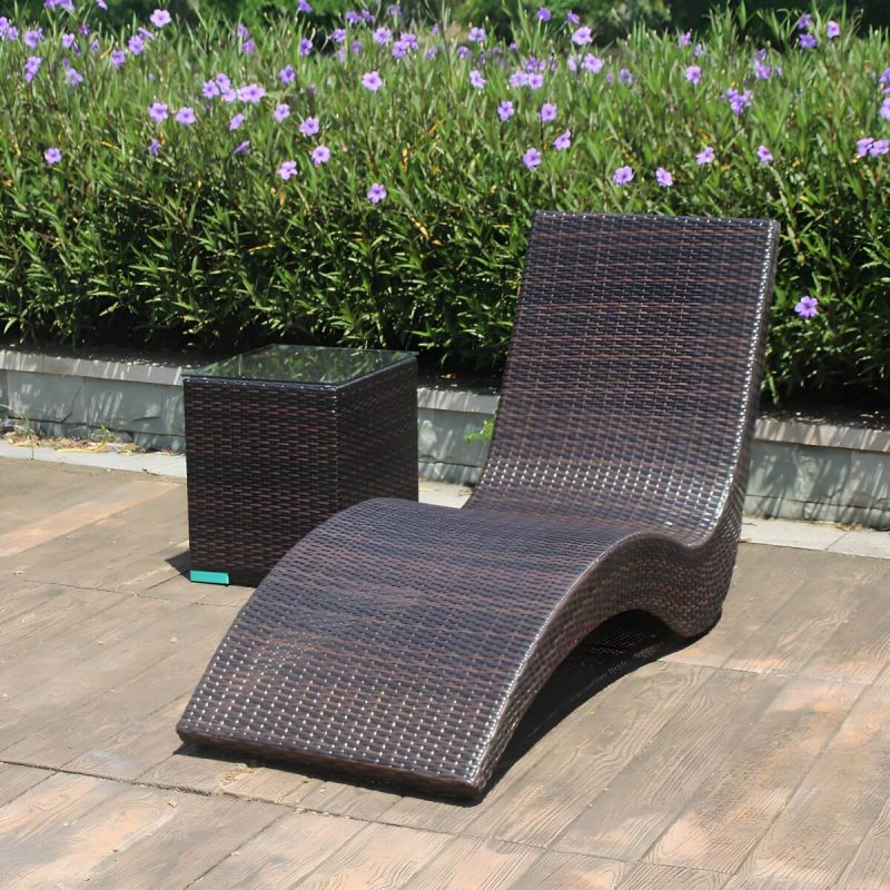 "Tropical Patio Daybed Wicker/Rattan UV Resistant Beige Mildew Resistant - Coffee"