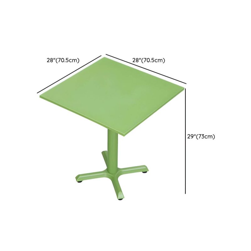 "Dimension of Contemporary Dining Table Set with Green Metal Top for Courtyard - Table & Chair(s) 28"L x 28"W x 29"H 4"