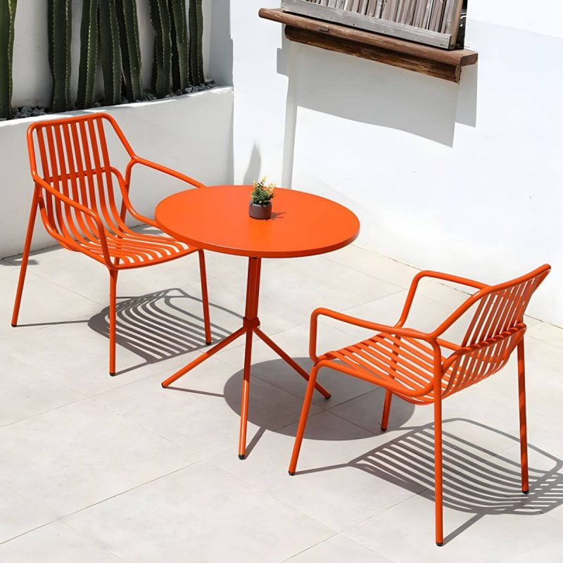 "Contemporary Round/Square Bistro Table Aluminum Water Resistant Patio Table - Yellow Square Table Only"