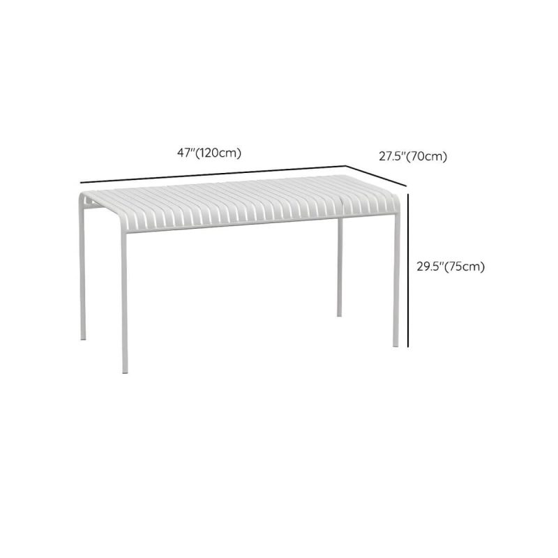 "Dimension of White Metal Modern Patio Dining Table Waterproof Design without Umbrella Hole - 47.2"L x 27.6"W x 29.5"H Table Only"