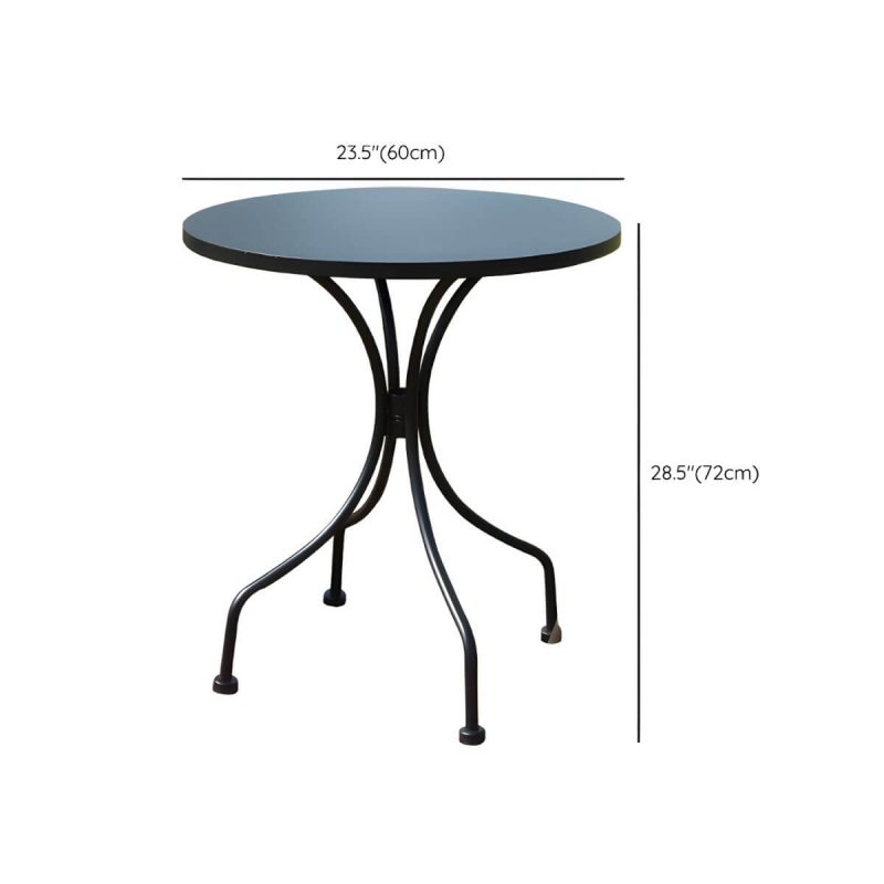 "Dimension of Modern Geometric Waterproof Courtyard Table Metal Base Outdoor Table - Table Only Round Black 23.6"L x 23.6"W x 28.3"H"