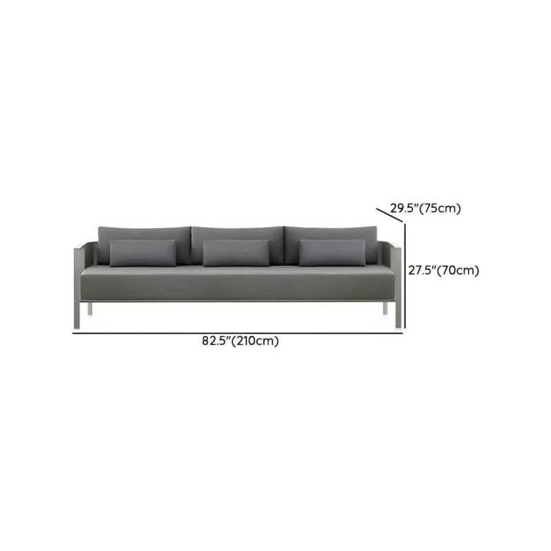 "Dimension of Gray Upholstered Metal Frame Modern Sofa with Removable Cushions - 3-Seater Sofa"