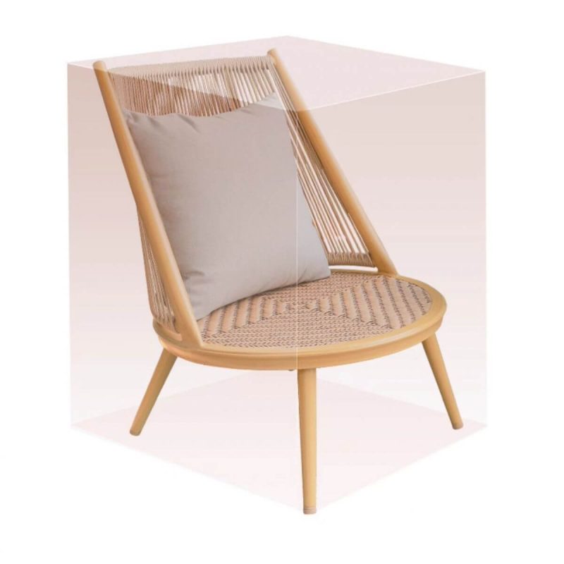 "Casual Aluminum Frame Rattan Outdoor Side Chair with Grey Cushion, 1 Chair, White"