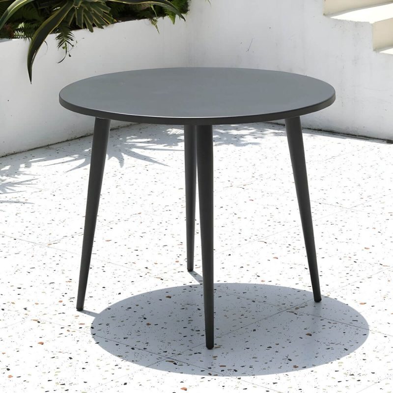 "Modern Metal Patio Table without Umbrella Hole - Black Frame, Non-extendable - Table Only 35.4"L x 35.4"W x 28.7"H"