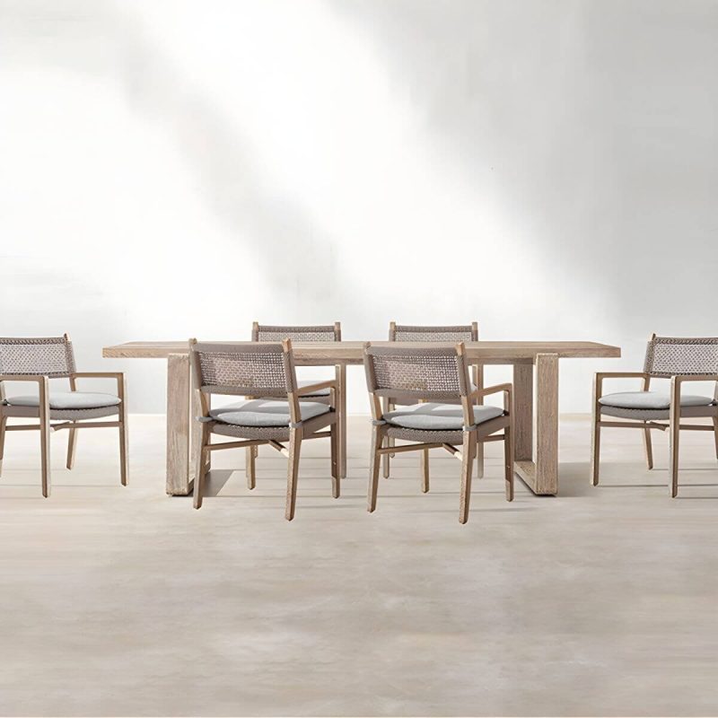 "Traditional Teak Natural Solid Wood Stacking Upholstered Outdoor Bistro Chairs - 2 Piece Set With Arms 45 Density Foam"