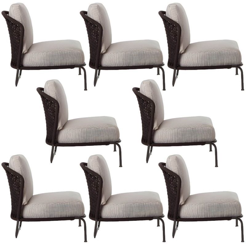 "Tropical Outdoor Chair with Removable Water Repellent Finish Cushion - 26"L x 28"W x 31"H Armless 8 Piece Set"