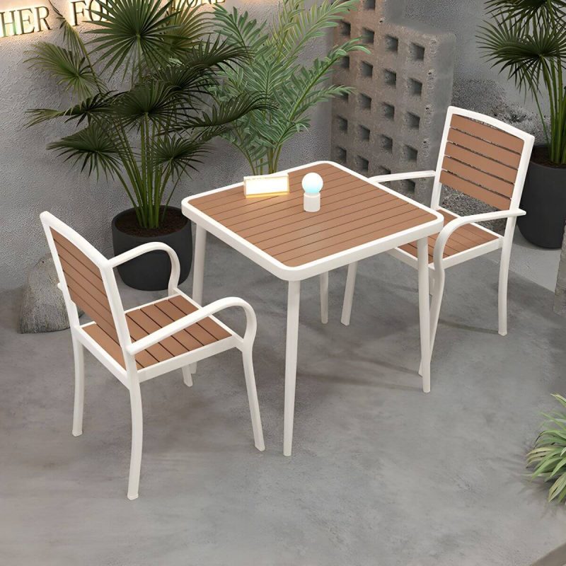 "Brown Wooden Patio Table Contemporary Style in Rectangular/Square Shape - Table Only 29.5"L x 29.5"W x 29.5"H White"