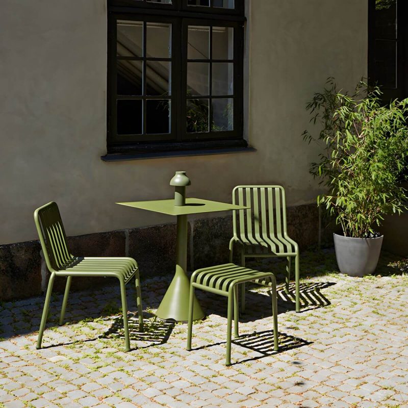 "Modern Metal Outdoor Bistro Chairs Open Back Dining Chairs in Green - 22"L x 20"W x 31"H 6 Piece Set"