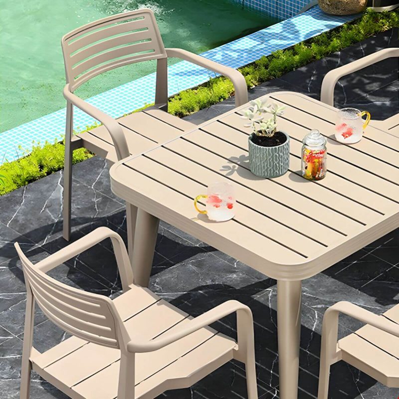 "Metal Dining Side Chair Stacking Outdoor Bistro Chairs with Arm - 4 Piece Set"