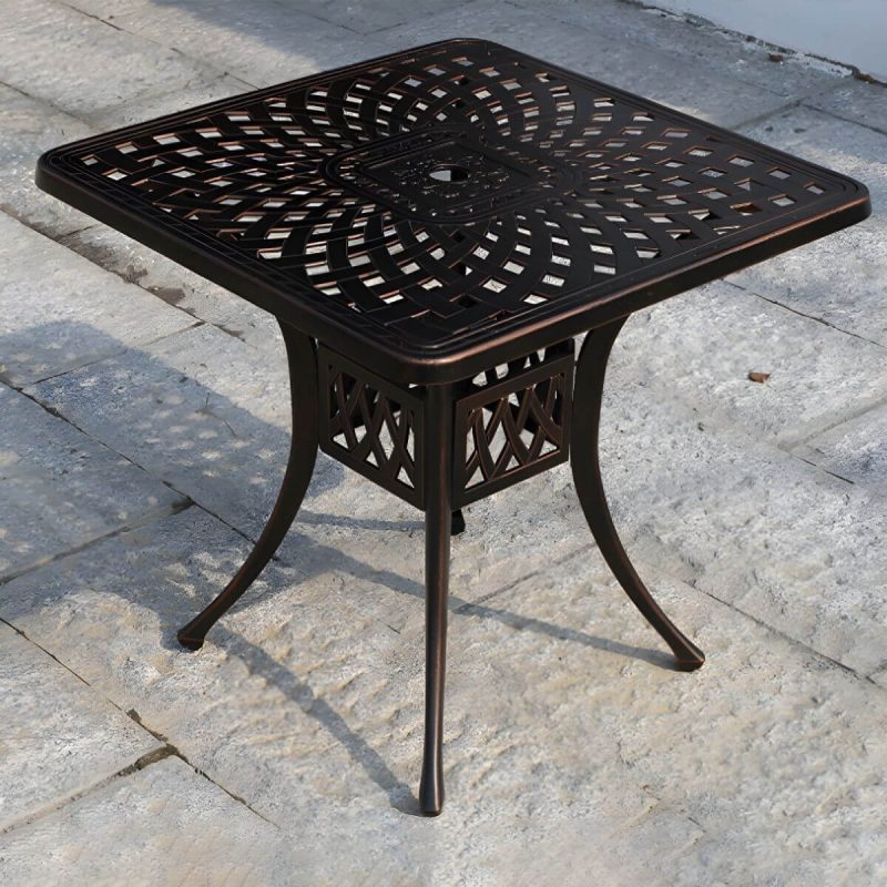 "Aluminum Outdoor Patio Table Industrial UV Resistant Patio Table - Table Only 31"L x 31"W x 29"H Black"