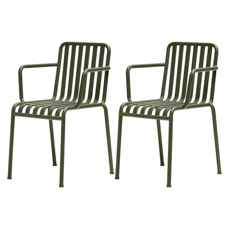 "Industrial Metal Outdoor Bistro Chairs Open Back Dining Chairs in Green - 22"L x 20"W x 31"H 2 Piece Set"