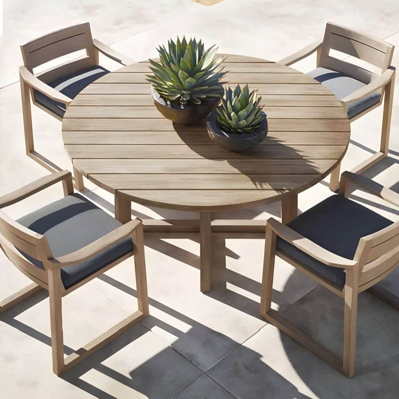 "Brown Patio Dining Table Set 1/5/7 Pcs Wood Patio Dining Table and Chairs - Table 94.5"L x 39.4"W x 29.5"H Zero Brown"