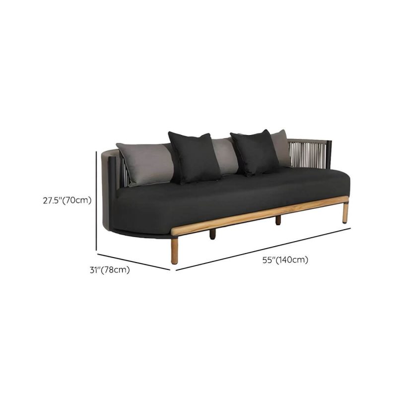 "Dimension of Modern Symmetrical Black Wood Frame Sofa with Waterproof Cushions Included - 2-Seater Sofa"